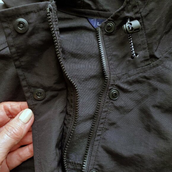 Lands End Boys Girls Half Zip Rain Jacket PouchZip Pocket Outerwear Black Sz 6-8 - Picture 6 of 16